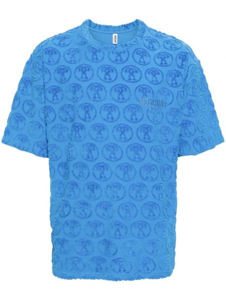 Pamut hímzett póló Moschino kék