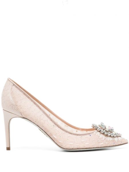 Полуотворени обувки с дантела René Caovilla розово