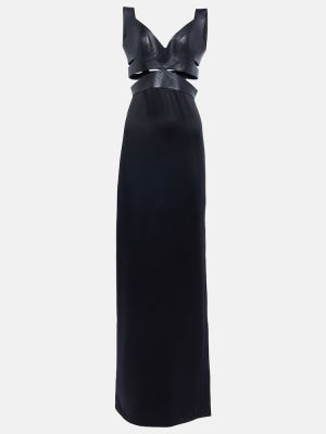 Kožené dlouhé šaty Alaã¯a čierna