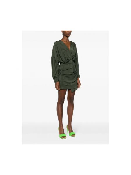 Mini vestido de seda con escote v asimétrico Gauge81 verde