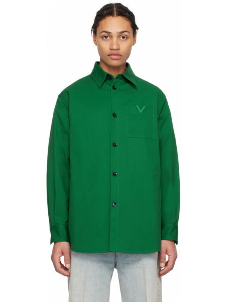 Зеленая рубашка с фурнитурой Valentino