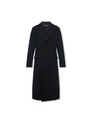 Czarny płaszcz zimowy wełniany Dolce And Gabbana