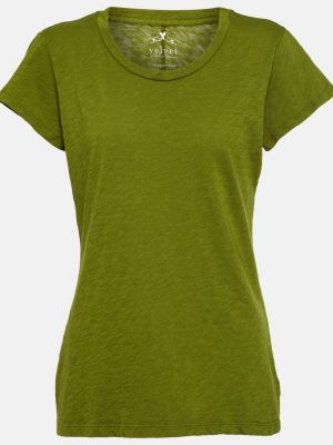Хлопковая бархатная футболка Velvet зеленая
