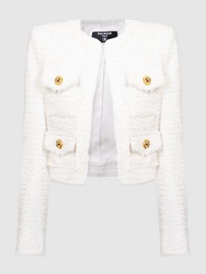 Твидовый пиджак Balmain белый