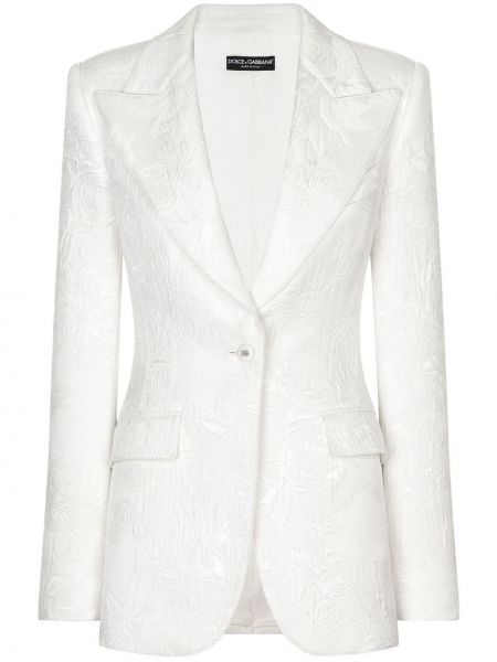 Φλοράλ μπλέιζερ ζακάρ Dolce & Gabbana λευκό