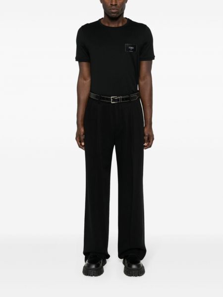 T-shirt en coton avec applique Fendi noir