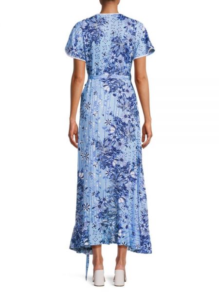 Асимметричное платье в цветочек с принтом Poupette St Barth синее