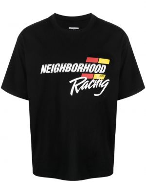 Памучна тениска с принт Neighborhood черно