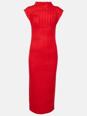 Satynowa sukienka midi plisowana Veronica Beard czerwona