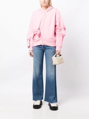 Kokvilnas kapučdžemperis ar rāvējslēdzēju Jnby rozā
