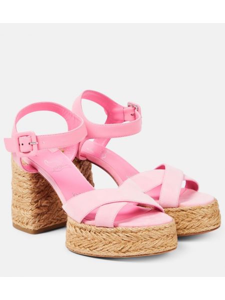 Semsket skinn sandaler med reim Christian Louboutin rosa