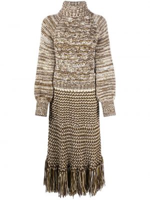 Strikket frynser dress Etro brun