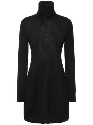 Bavlněné vlněné mini šaty Jil Sander černé