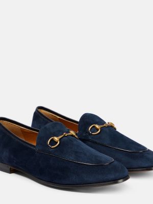 Pantofi loafer din piele de căprioară Gucci albastru