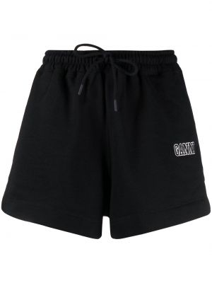 Shorts mit stickerei aus baumwoll Ganni schwarz