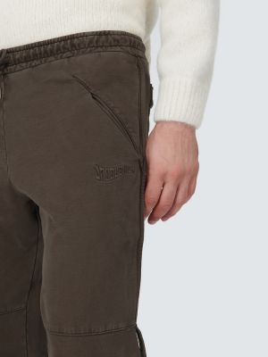 Bavlněné fleecové sportovní kalhoty Jacquemus hnědé