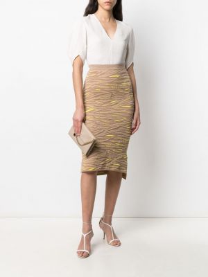 Falda de punto con estampado animal print Stella Mccartney marrón