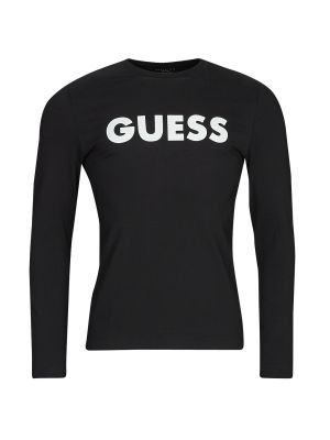 Tričko s dlouhým rukávem s dlouhými rukávy Guess černé