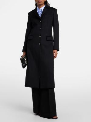 Шерстяное однобортное пальто Gucci черное