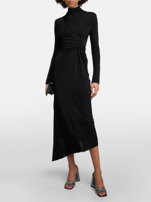 Платье миди с драпировкой Victoria Beckham черное