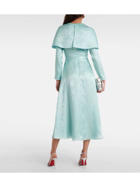 Жакардова копринена миди рокля на цветя Markarian