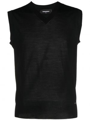 V-hals ull vest Dsquared2 svart