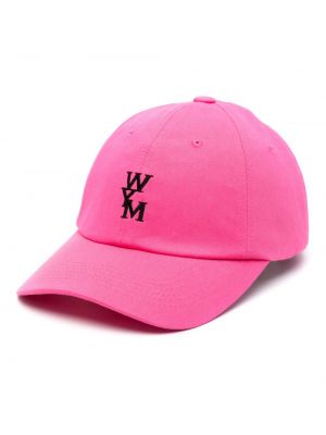 Haftowana czapka z daszkiem bawełniana Wooyoungmi różowa