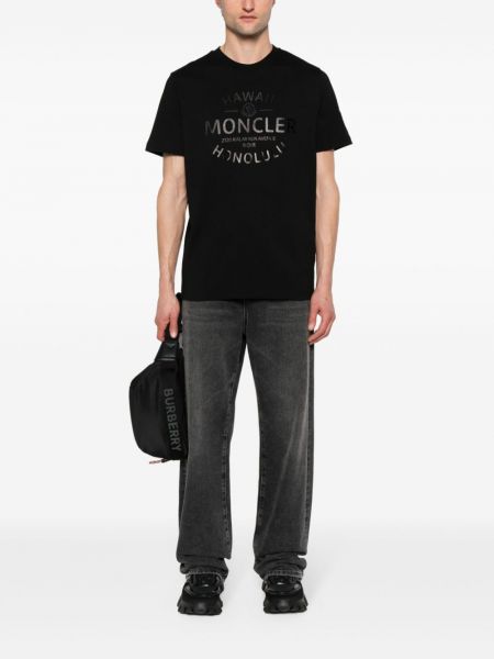 Kokvilnas t-krekls ar apdruku Moncler melns