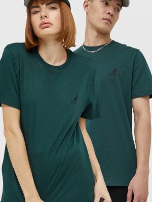 Памучна тениска с дълъг ръкав с принт Kangol зелено