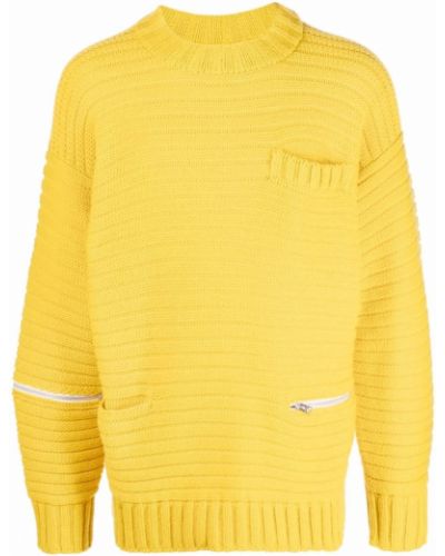 Jersey con cremallera de tela jersey Sacai amarillo