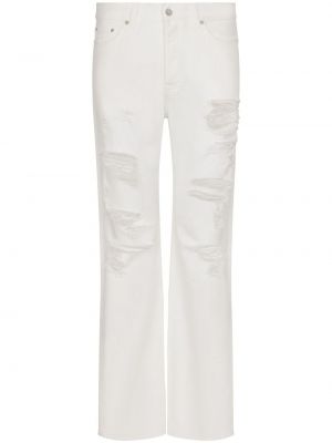 Τζιν με ίσιο πόδι με φθαρμένο εφέ Dolce & Gabbana Dgvib3 λευκό