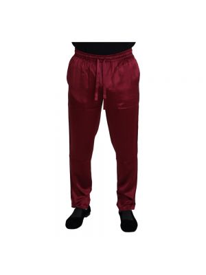 Jedwabne spodnie sportowe Dolce And Gabbana czerwone