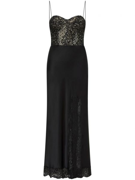 Černé krajkové hedvábné koktejlové šaty Rebecca Vallance
