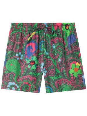 Pantaloni scurți de mătase cu imagine cu model paisley Az Factory verde