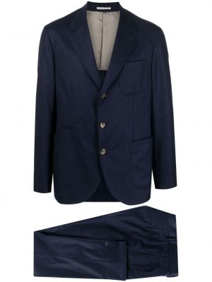 Vlněný oblek Brunello Cucinelli modrý