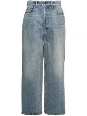 Voľné bavlnené džínsy Miu Miu modrá
