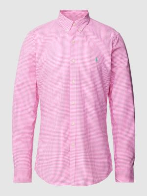 Koszula slim fit z długim rękawem na guziki Polo Ralph Lauren różowa