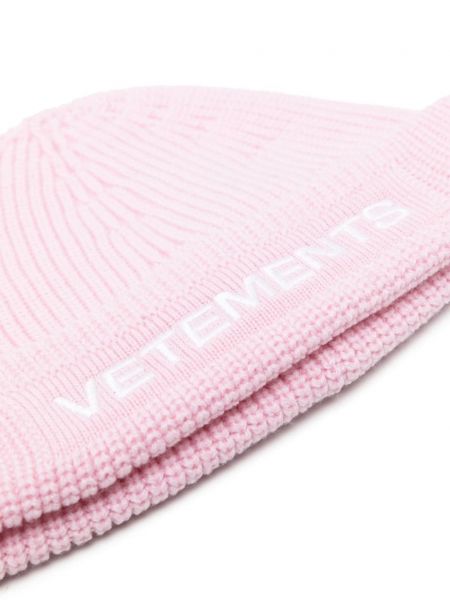 Merinowolle mütze mit stickerei Vetements pink