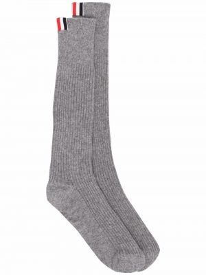 Prugaste čarape od kašmira Thom Browne siva