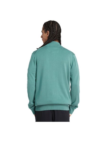 Хлопковый свитер на молнии Timberland зеленый