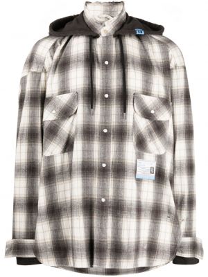 Bombažna srajca s karirastim vzorcem s kapuco Maison Mihara Yasuhiro