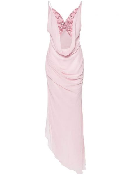Svilena haljina na naramenice Blumarine ružičasta