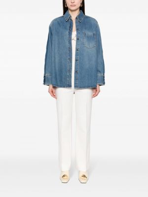 Jeanshemd mit plisseefalten Victoria Beckham blau
