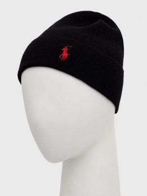 Dzianinowa czapka bawełniana Polo Ralph Lauren czarna