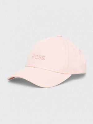 Однотонна бавовняна кепка Boss рожева