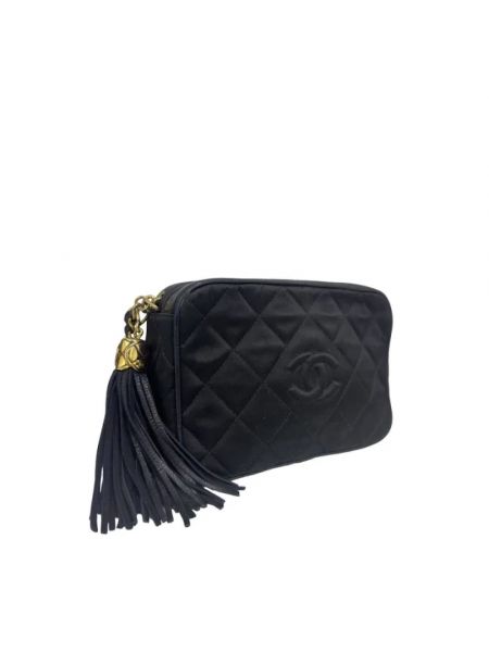 Bolso cruzado de cuero Chanel Vintage negro