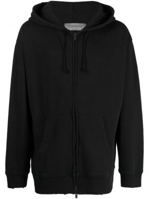 Bombažna raztrgana jakna s kapuco Yohji Yamamoto črna