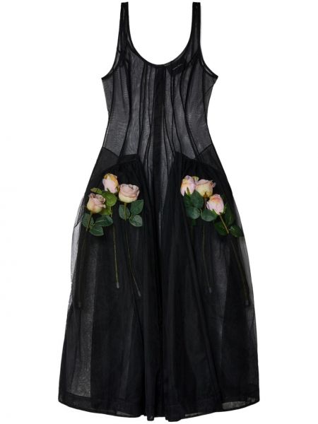 Večernja haljina s cvjetnim printom Simone Rocha crna
