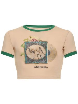 Džerzej bavlnené tričko s potlačou Ahluwalia béžová