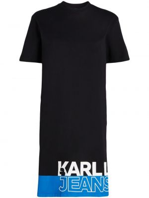 Bombažna denim obleka s potiskom Karl Lagerfeld Jeans